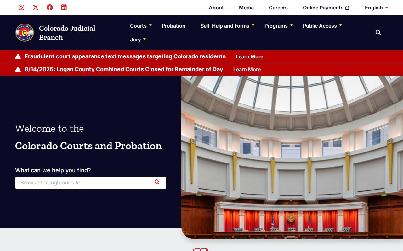 Routt County case search authorized E-Filing application