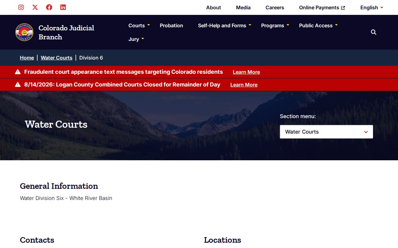 Routt County civil docket Water Division 6 resumes and rulings