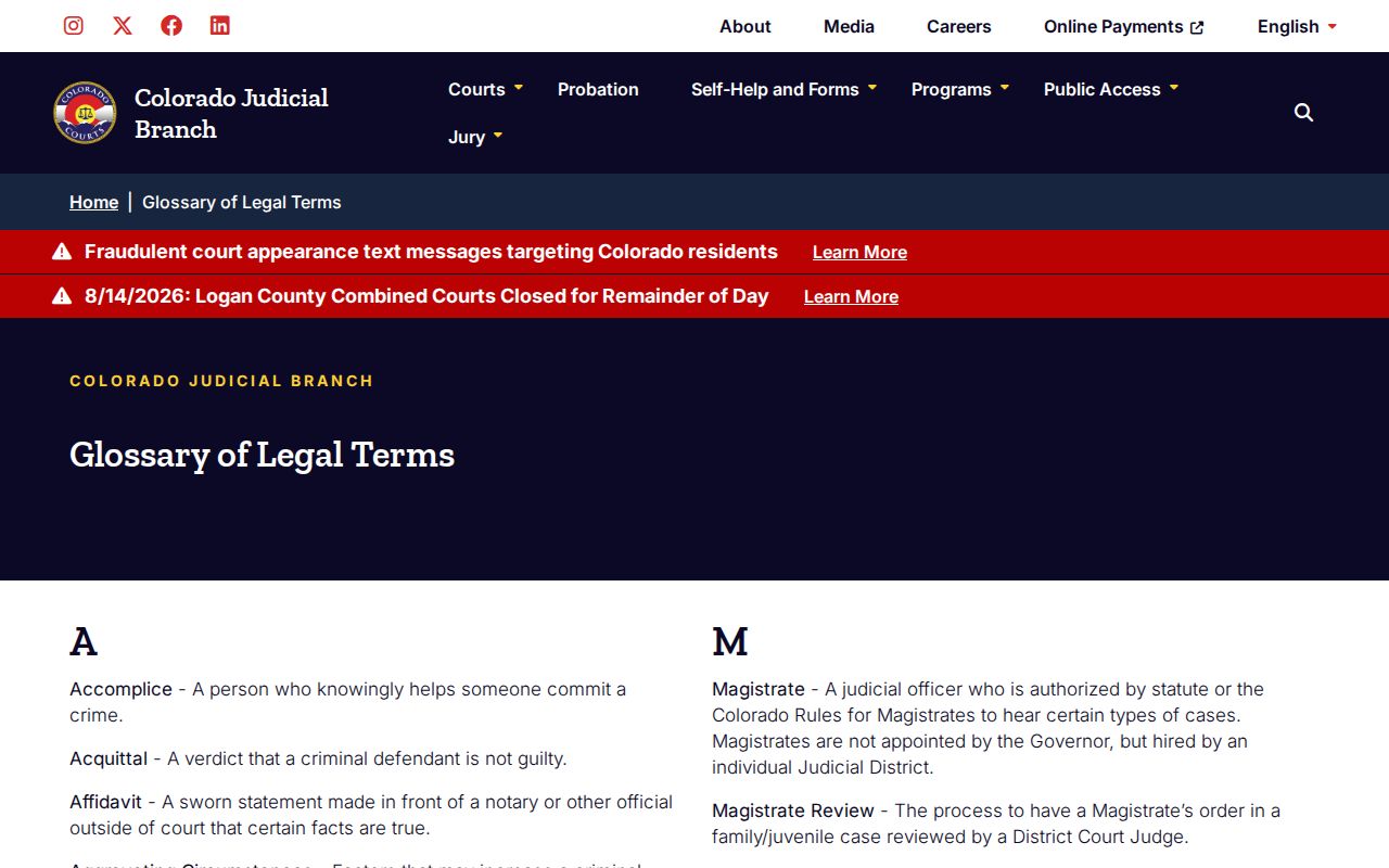 Routt County court schedule docket definition