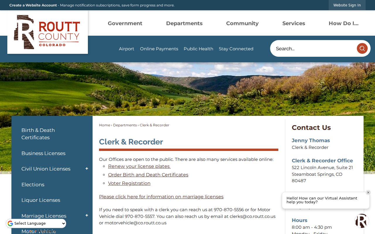 Routt County court records compared with Clerk and Recorder duties