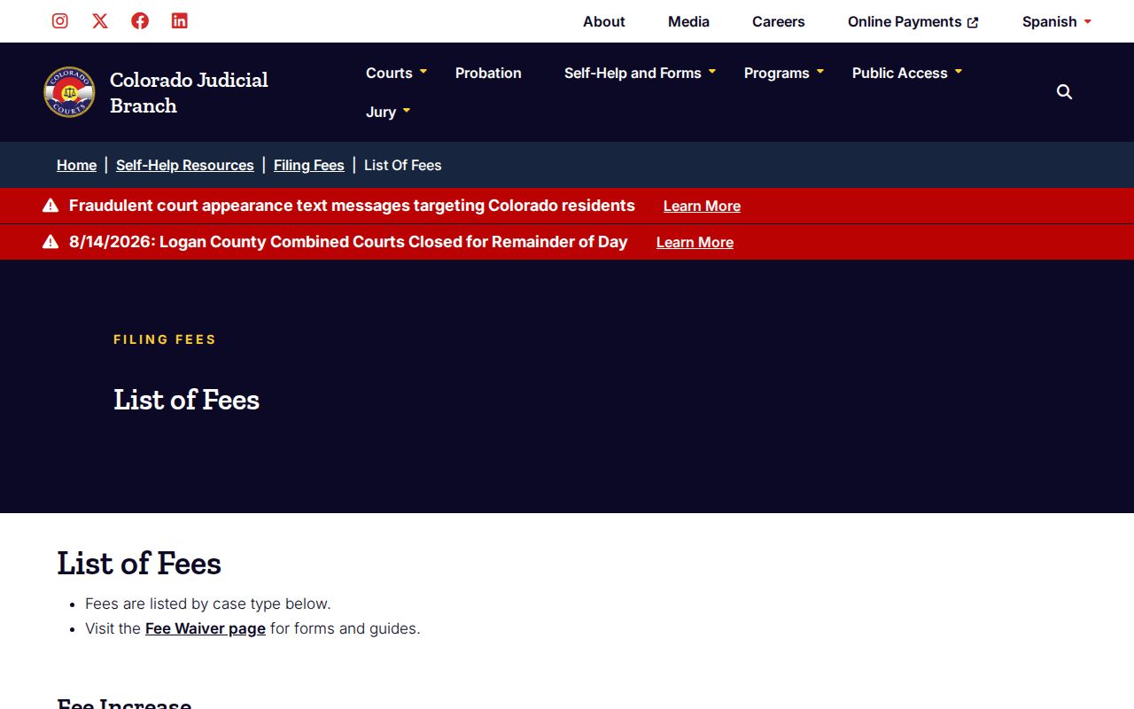 Routt County court record copy and certification fees