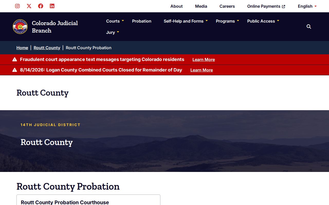 Routt County criminal docket probation and treatment contacts