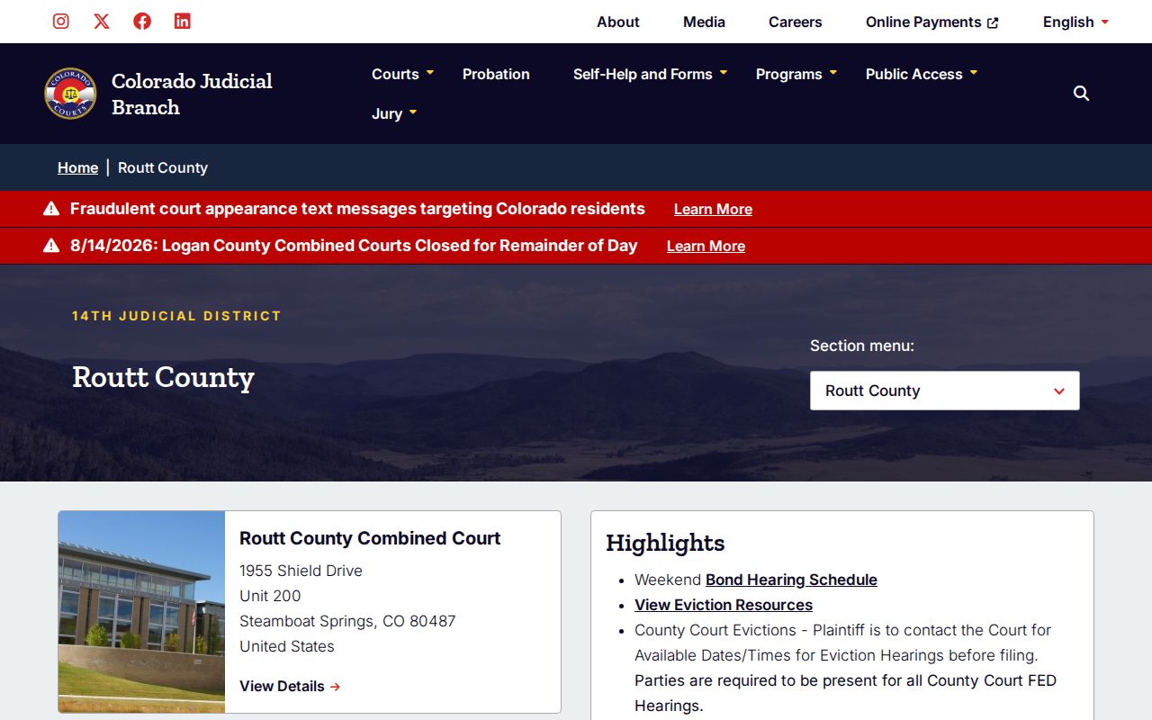 Routt County court docket trial-court page
