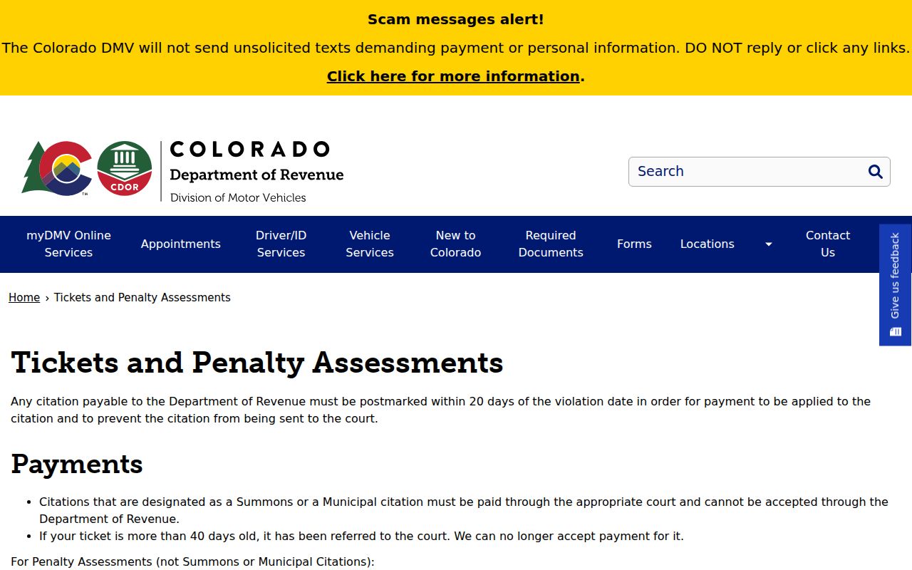 Routt County traffic court state penalty assessment guidance