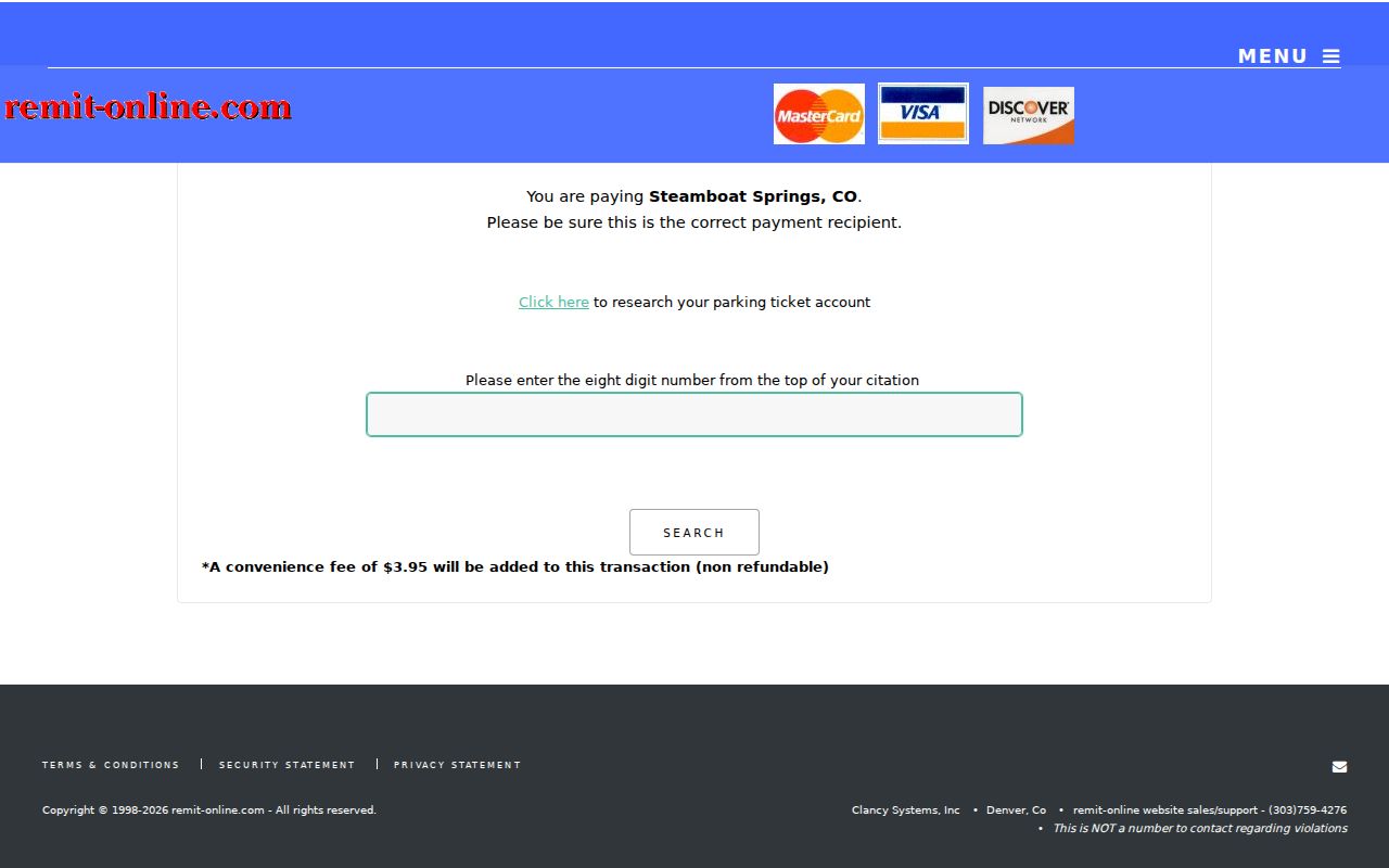 Routt County traffic court Steamboat parking ticket portal